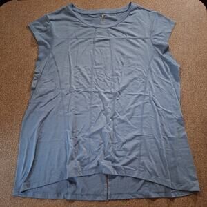 ucy Women's Activewear Top Shirt XL Short Sleeve Tee Blue Effortless Ease Flowy